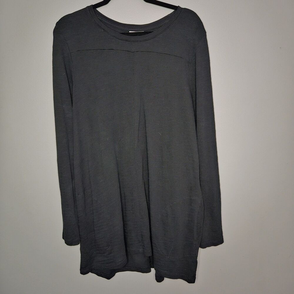 J. Jill Shift Dress Solid Black Long Sleeve Knee Length Size‎ Large w/ Pockets